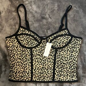 Anthropologie Leopard Print Tank Top - Black and Tan